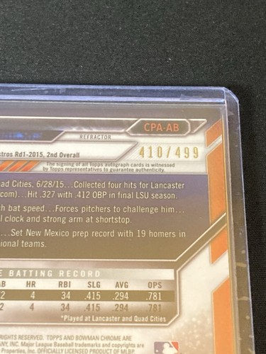 2016 1° Bowman Cromo Auto Alex Bregman Rc Rifrattore /499 - Foto 2 di 2