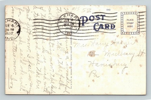 South Bend IN Indiana, Michigan Street, c1937 Vintage Souvenir Postcard - Picture 2 of 2