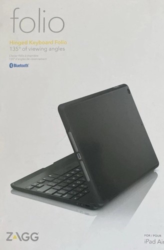 New ZAGG Folio Case, Hinged with Bluetooth Keyboard for I PadAir - Black - Picture 1 of 3