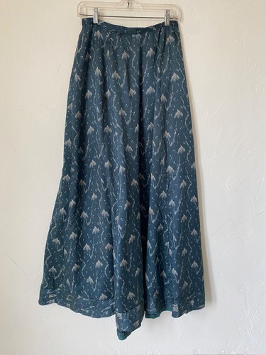 1900s Victorian Edwardian Dress Ensemble Bodice Skirt Teal Blue Print 28" Waist - Picture 15 of 22