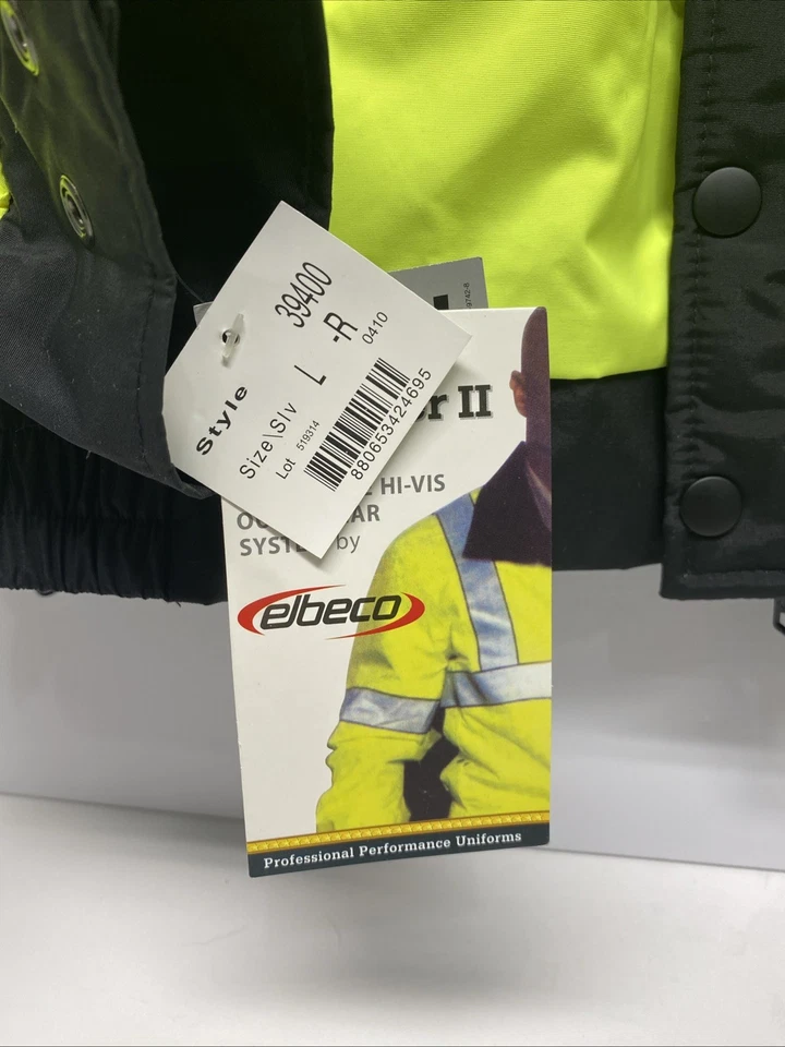 Elbeco Reflective Safety Jacket Mens L Neon Yellow Coat Summit Lifesaver 2 - Image 2 of 4