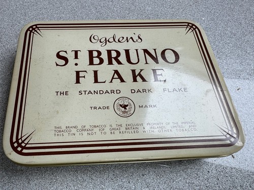 Vintage Ogden’s St Bruno Flake Tobacco Tin 1lb Empty Collectable Advertising