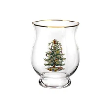 Spode 6.5" Hurricane Pillar Candle Holder, Christmas Tree Decorative Centerpiece
