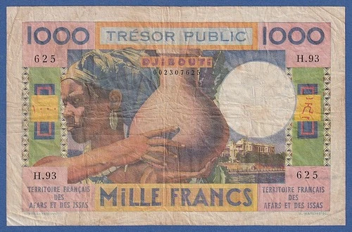 FRENCH AFARS AND ISSAS -- DJIBOUTI -- 1000 FRANCS ND ( 1974 ) -- FINE -- PICK 32