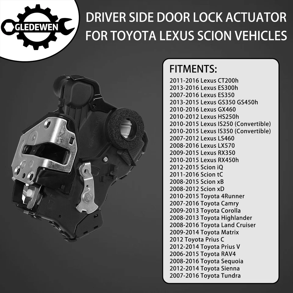 Door Lock Actuator Front Left For 2007-19 Toyota Corolla Camry Lexus GX460 Scion Foto 3 de 4