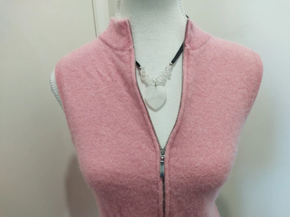 Pink 100% Lambs Wool Zip Up Vest. Size L. By Capture. Cozy. - image 3 of 4