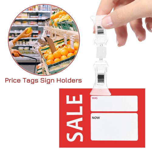 10Pcs Merchandise Sign Holder Clips Double Sided Supermarket Price Clips US - Bild 9 von 12