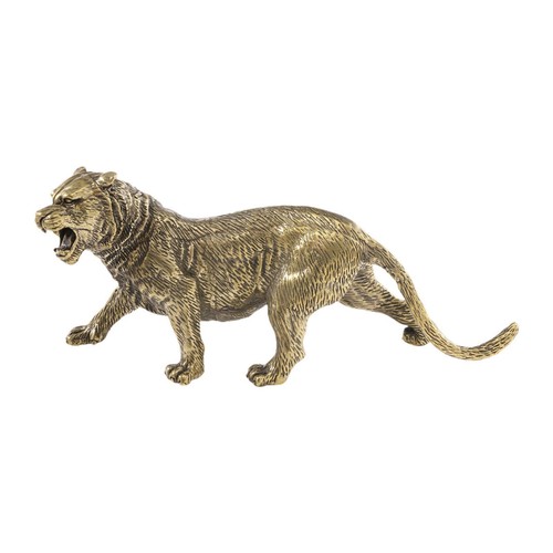 Brass Tiger Figurine Feng Shui Lucky Presents King of Statue Wild Life Animal - Picture 4 of 6