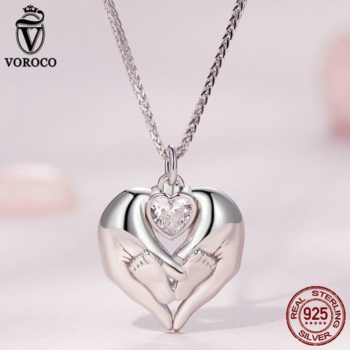 Collar Voroco Europeo de Plata de Ley 925 con Huellas para Mujer Regalos Joyería - Imagen 7 de 17