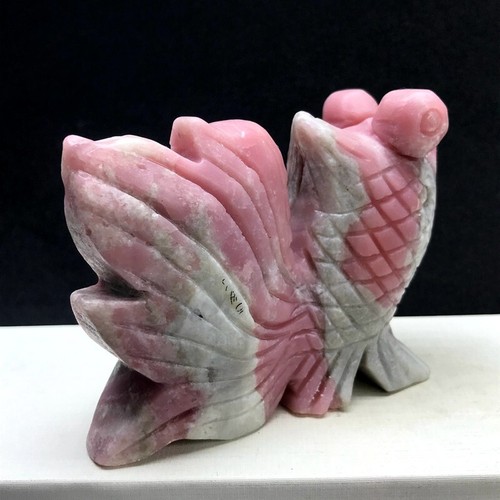 360G Natural pink aobao quartz crystal Hand Carved goldfish Healing - Picture 12 of 12