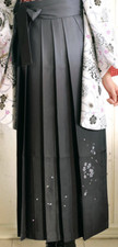 Japanese Women's Kimono HAKAMA Embroidery Gradation Skirt Sakura Black Japan