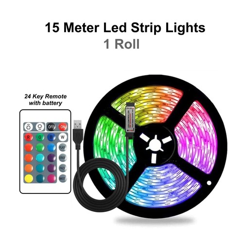 1 - 30m USB LED Strip Lights RGB Colour Changing Tape Cabinet TV, Self Adhesive - Picture 18 of 20