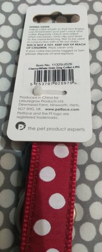 Collar de perro Petface rojo y blanco polkadot grande nuevo - Imagen 4 de 5