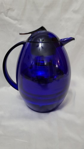 Emsa Melody Cobalt Royal Blue Thermos Pitcher Plastic Retro Vtg - Picture 3 of 15