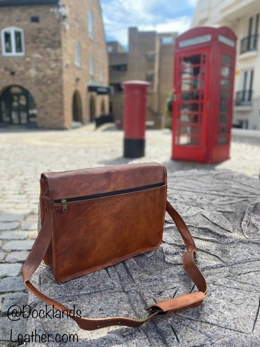 Tasche Vintage Leder Umhängetasche Kuriertasche echt Herren Laptop 15 Zoll Sc... - Bild 2 von 5