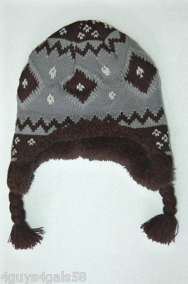 Toddler Girls WINTER HAT Knit SHERPA LINING Black Gray ARGYLE Diamond ONE SIZE