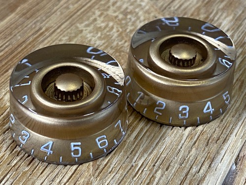 Electric guitar speedknobs, pairs of black or gold finish fits 6mm splined pots - Picture 10 of 12