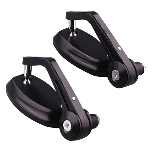 Pair Universal Bike Bar End Rear View Side Mirrors 7/8" 22mm Black - Picture 3 of 7