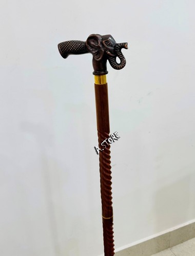 Black Elephant Wooden Cane Hand Carved Handle and Staff Style Walking Stick Wood - Bild 10 von 13