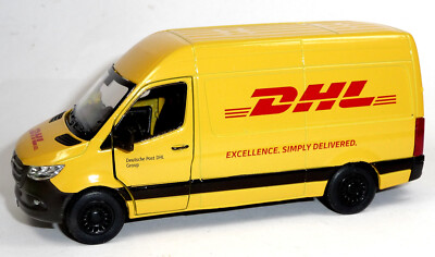 Mercedes Benz SPRINTER DHL Transporter Sammlermodell 12,5 cm gelb von KINSMART