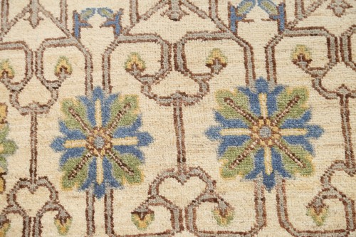 IVORY Geometric Khotan Oriental Area Rug Hand-knotted Vegetable Dye 6'x9' Carpet - Picture 7 of 12