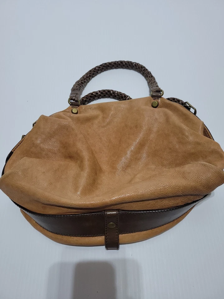 Bolso Cartera Gryson Olivia Marrón "Skye" Hecho en Italia Cuero Dos Tonos Foto 3 de 4