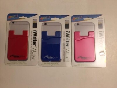 Cell Phone Silicone Card Holder Wallets Blue Red Pink New in Package 