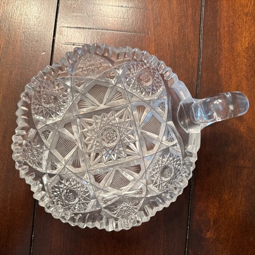 Vintage American Brilliant Cut Glass Candy Nappy Dish Starburst Pattern Cut Star - Picture 2 of 6