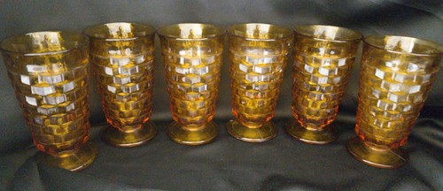 Vintage Retro Indiana Dark Amber Fostoria Gläser Set 6 Kelche Eistee