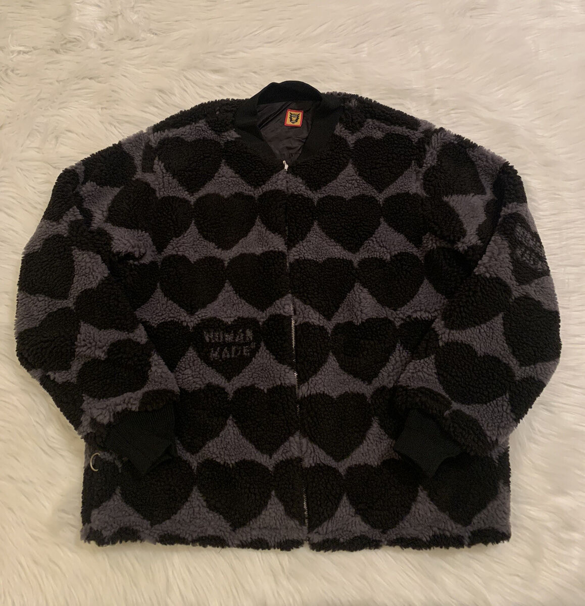 HUMAN MADE Reversible Fleece Jacket Full Zip Heart Print HUMAN MADE Reversible Fleece Jacket Full Zip Heart Print