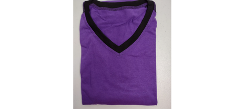 Aoysky Damen V-Ausschnitt Freizeit Baseball Langarmshirt lila schwarz Large (i1) - Bild 1 von 6