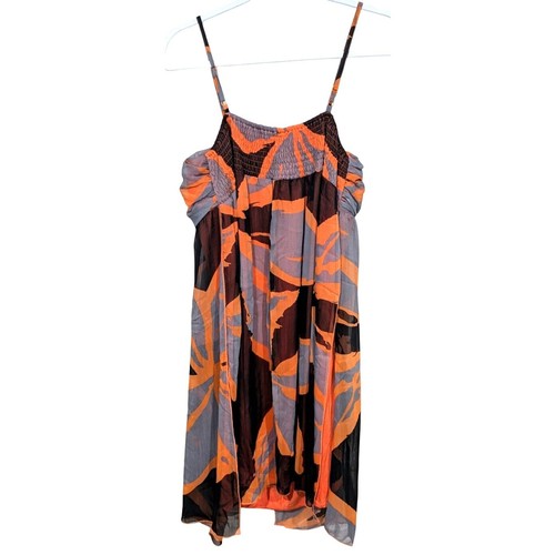 NWT Francesca's Criss Cross Halter tunic dress sz L Orange Floral - Picture 5 of 6