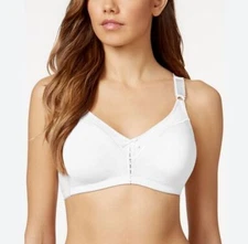 Bali 3036 White Double Support Cotton Comfort U Back Wireless Bra Sz 34B
