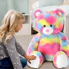Build-A-Bear Workshop Tie-Dye Teddy Bear 24  Giant Plush Rainbow NEW Holidays