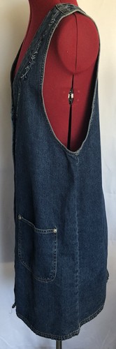 Vtg Eric Charles Dress Women Medium Denim Floral Embroidered Sleeveless Button - Picture 6 of 10