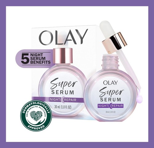 Olay Super Serum Night Repair 5-in-1 Lightweight Skin Cell Renewing Face Serum - Picture 6 of 17