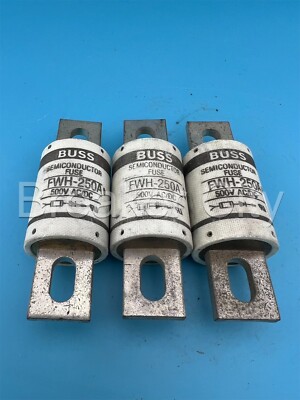 Bussmann FWH-250A SemiConductor Fuse 500V AC/DC 250 Amp Cooper (Lot Of 3)