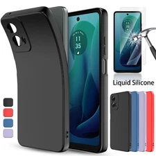 For Motorola Moto G 5G 2024 Case Shockproof Liquid Silicone Cover/Tempered Glass