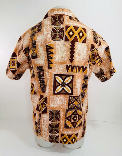 Vintage Styled in California / JCPenny - Bark Cloth Tribal Floral Mens XL Shirt - Picture 4 of 5
