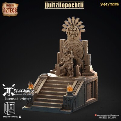 Pantheon of Aztecs - Huitzilopochtli -  28 32mm Tabletop König Tempel Thron 