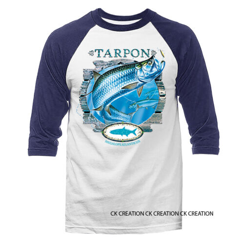 TARPON ACQUA SALATA Pesca Sport Outdoor Maniche a 3/4 Raglan - Foto 4 di 10