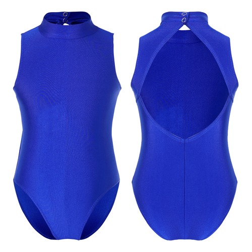 Girls Sleeveless Backless Ballet Dance Leotard Mock Neck Gymnastics Bodysuit - 第 5/54 張圖片