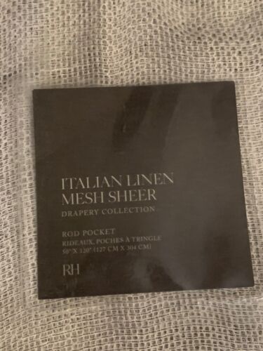 New Restoration Hardware ITALIAN LINEN MESH SHEER DRAPERY Mist 50x120 - Picture 2 of 11