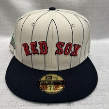 New Era x MLB Off White Boston Red Sox Pinstripe 59fifty Fitted Hat Cap 7 5/8