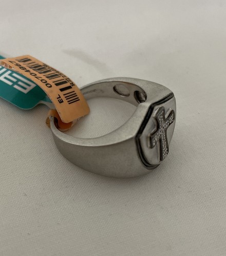 Anello uomo EFFY BH croce argento misura 10,25 diamante 0,06 CT finitura sabbiatura - Foto 2 di 8