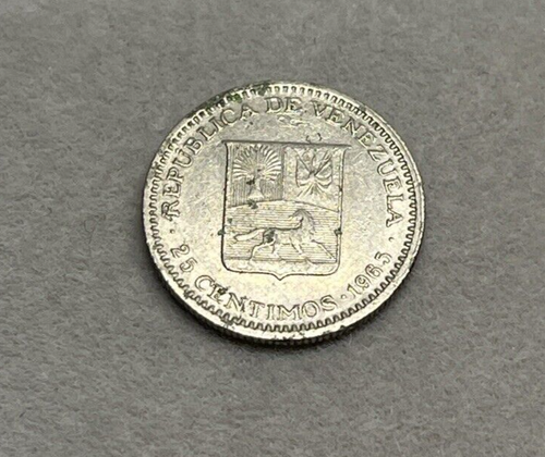 1965 Venezuela 25 Centimos Coin - Vintage - Picture 2 of 4