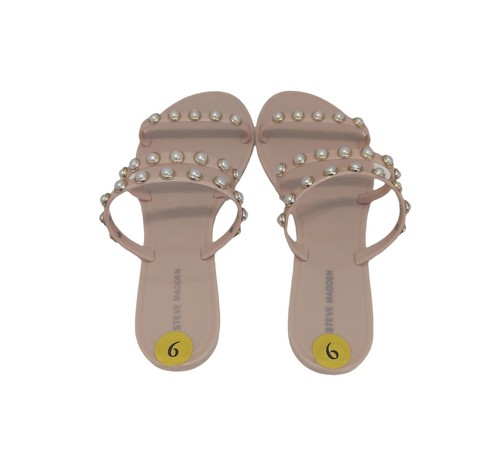 Steve Madden flache Damen-Slipper Perlendesign Hochzeit Freizeitsandale Größe 9 neu ohne Etikett - Bild 4 von 7
