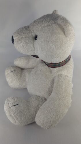 Russ Berrie Eisbär weiß weiß 7 Zoll Plüsch mit karierter Schleife Bohne weich Vintage gebraucht, in einwandfreiem Zustand - Bild 4 von 7