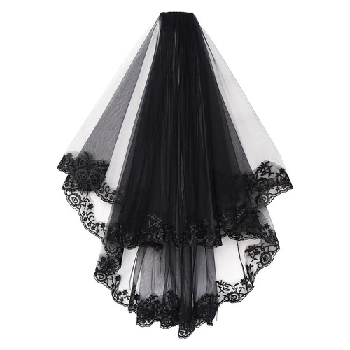 Black Bridal Birdcage Veil Fascinator Mesh Face Veil with  display picture 1