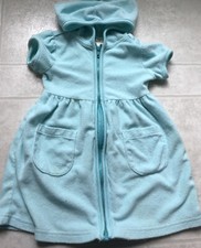 GIRLS SWIMSUIT Cover Up by GYMBOREE SS Zip Front Mint Teal Poly Cotton Sz 4